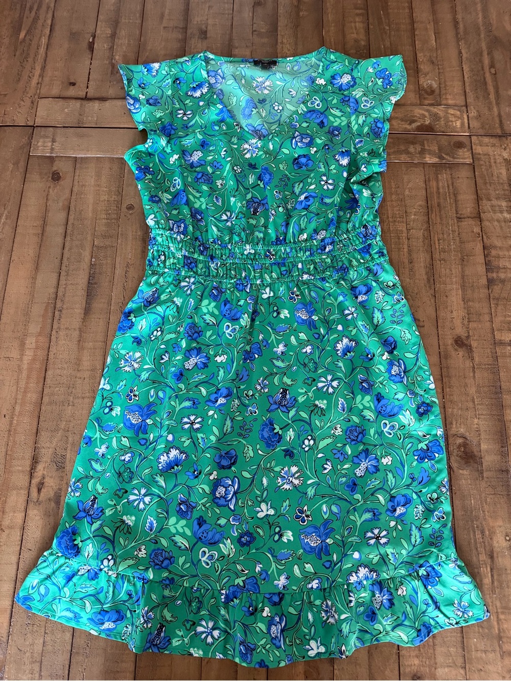 Women’s Green Floral Ruffle Dress